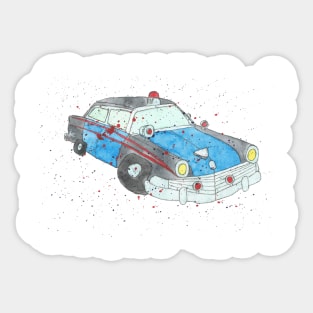 Vintage Police Car Splatter Art Sticker